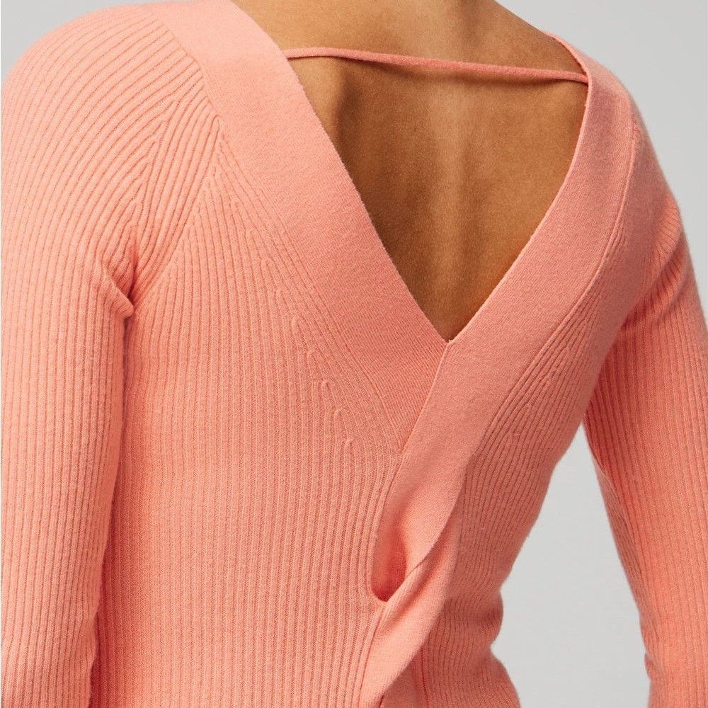 White House Black Market Coral V-Neck Sweater